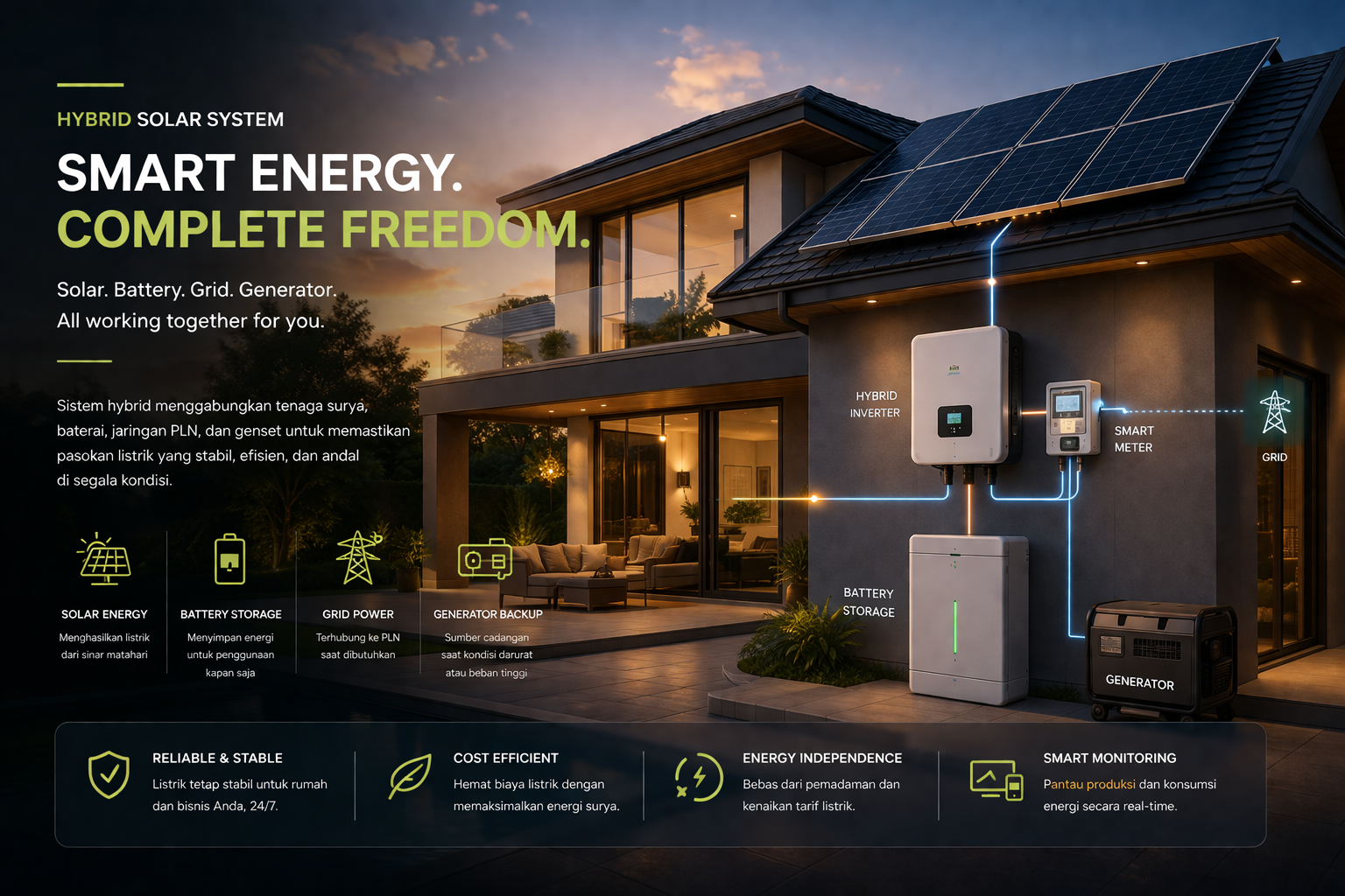 solar system hybrid on grid off grid Jakarta